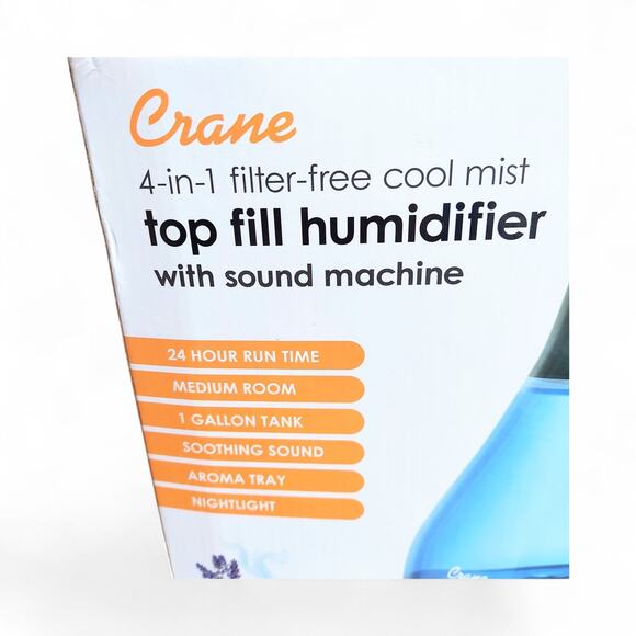 Crane Drop Ultrasonic Cool Mist Humidifier - Blue/White New Open Box - Picture 1 of 6